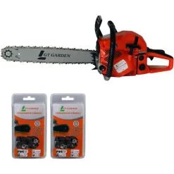 GT GARDEN Tronçonneuse Thermique 62 Cm3, 3.5 CV, Guide 50 Cm, 2 Chaînes