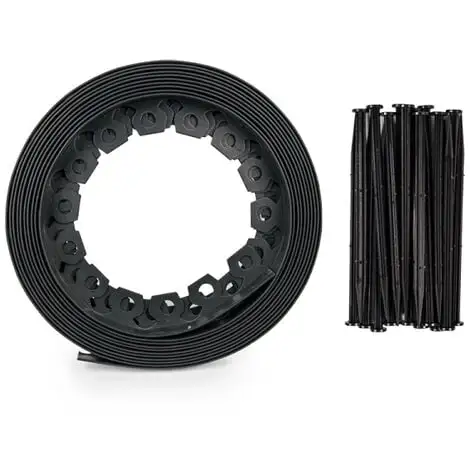 GT GARDEN Bordure De Jardin Flexible Noire - 3,8 Cm X 10 Mètres Avec 20 Piquets D'ancrage 4 GT GARDEN Bordure De Jardin Flexible Noire - 3,8 Cm X 10 Mètres Avec 20 Piquets D'ancrage – Image 2