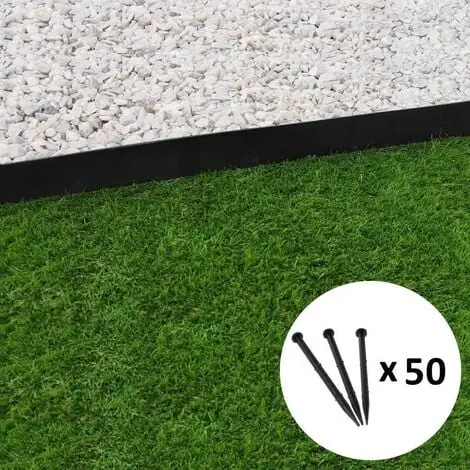 GT GARDEN Bordure De Jardin Droite Noire - 5,8 Cm X 10 Mètres Avec 50 Piquets D'ancrage 3 GT GARDEN Bordure De Jardin Droite Noire - 5,8 Cm X 10 Mètres Avec 50 Piquets D'ancrage