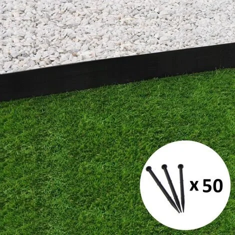 GT GARDEN Bordure De Jardin Droite Noire - 7,8 Cm X 10 Mètres Avec 50 Piquets D'ancrage 3 GT GARDEN Bordure De Jardin Droite Noire - 7,8 Cm X 10 Mètres Avec 50 Piquets D'ancrage