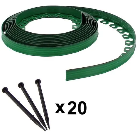 GT GARDEN Bordure De Jardin Flexible Verte - 5 Cm X 10 Mètres Avec 20 Piquets D'ancrage 3 GT GARDEN Bordure De Jardin Flexible Verte - 5 Cm X 10 Mètres Avec 20 Piquets D'ancrage