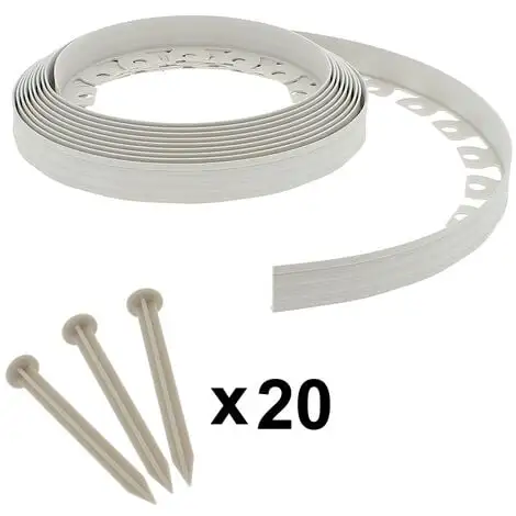 GT GARDEN Bordure De Jardin Flexible Blanche - 4 Cm X 10 Mètres Avec 20 Piquets D'ancrage 3 GT GARDEN Bordure De Jardin Flexible Blanche - 4 Cm X 10 Mètres Avec 20 Piquets D'ancrage